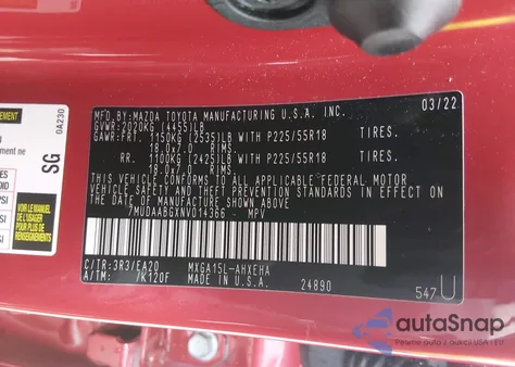 2022 Toyota Corolla Cross Xle from USA, damaged, VIN 7MUDAABGXNV014366